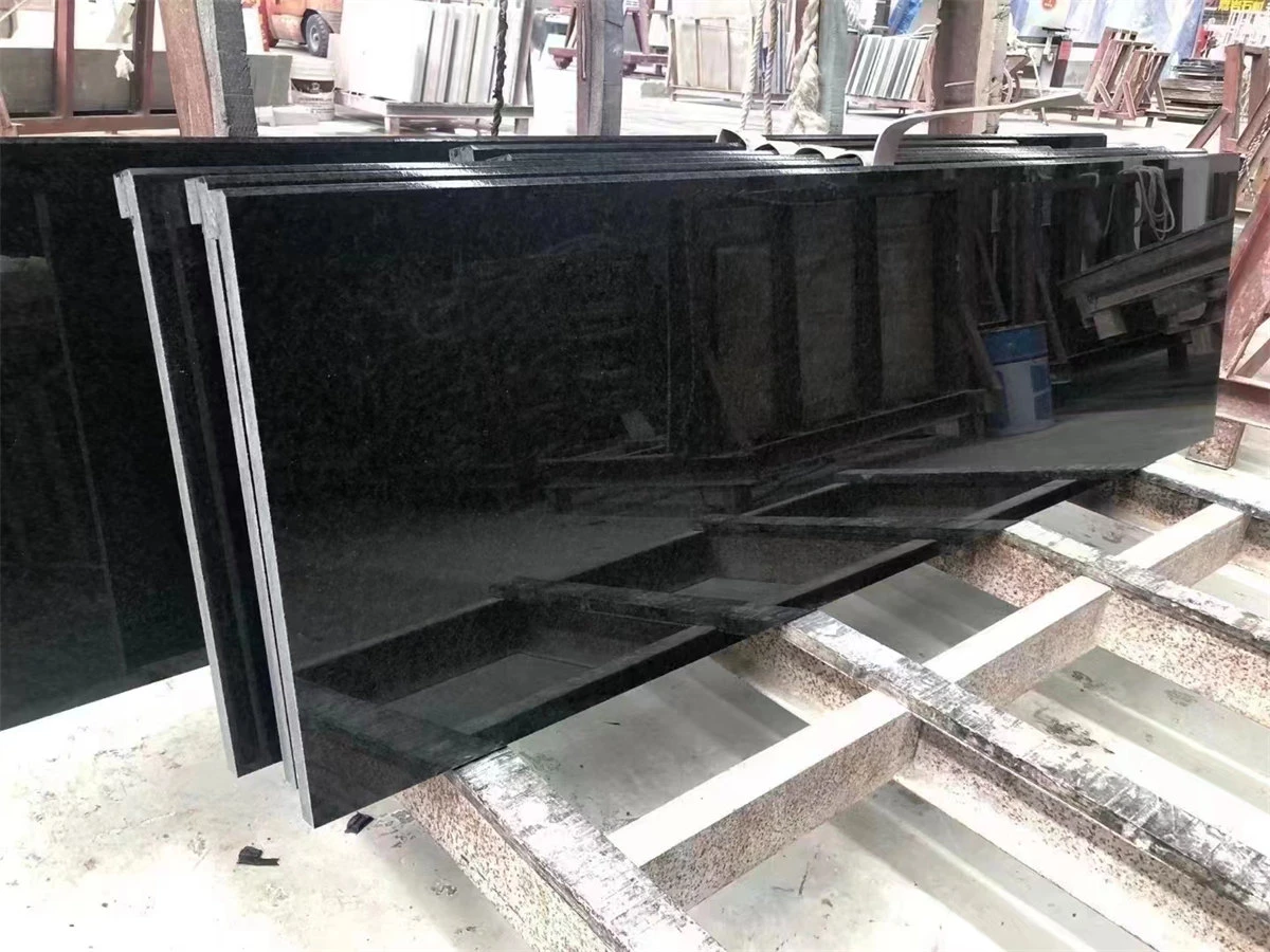 Polished Black Granite Countertops Kitchen without sinks Polished Black Granite Countertops Kitchen without sinks