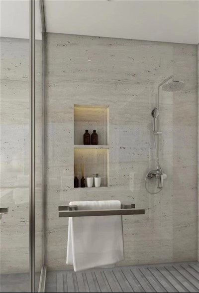 흰색 석회화 욕실