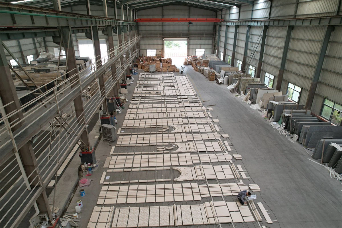 portugal beige limestone pre laying service at Zhenhao marble factory portugal beige limestone pre laying service at Zhenhao marble factory